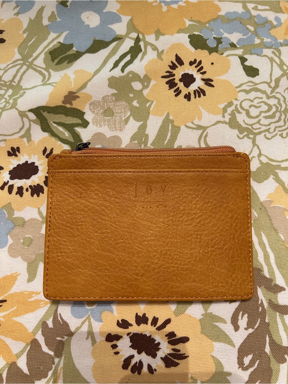 Joy Susan Mustard Leather Zip Card Wallet